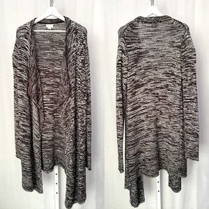 Caslon Women's Open Front Drape Cardigan Sweater in Black/White — S